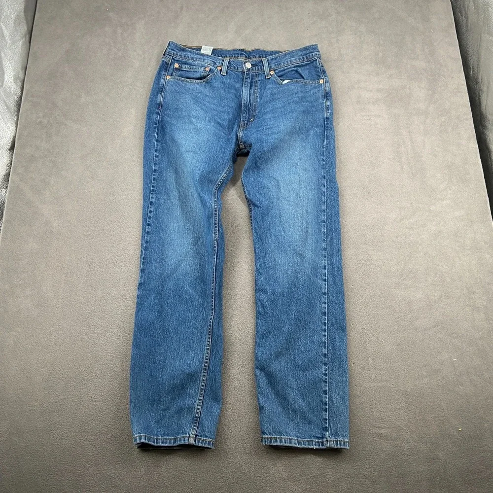 Levi's 505 Jeans Mens 34x32 Blue Denim Medium Wash Red Tab Mid Rise Straight Leg